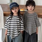 【80-140】Tシャツ ボーダー ドロップショルダー - 画像 (2)