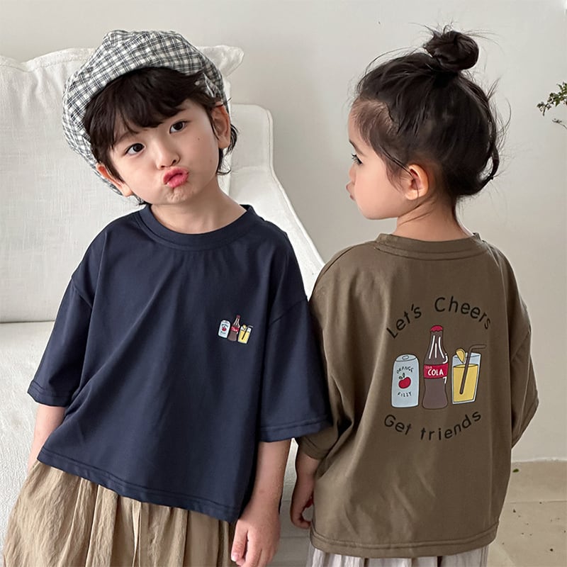 382adbf938147f4c08c9199e1860e0a3.jpg 【80-140】半袖Tシャツ ソーダポッププリント ルーズ フィット - 画像 (1)