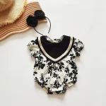 【66-120】ロンパース or ワンピース ベビー 女の子 レトロ フラワーデザイン - 画像 (7)