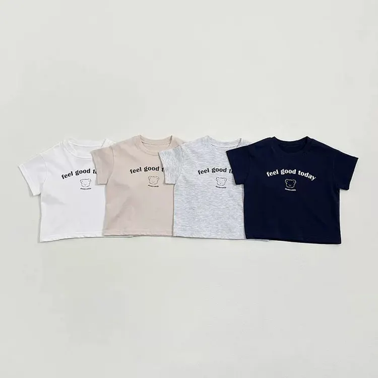 39e5745d9758cdadc70f0bbcfcea1885_750x.webp 【80-160】半袖 Tシャツ ベビー キッズ服 熊柄 英字 - 画像 (1)