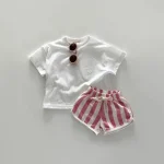 【73-100】ショートパンツ ベビー ストライプ ボトムス - 画像 (9)