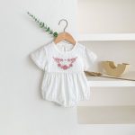 【66-90】ロンパース フラワー刺繡 可愛い - 画像 (3)