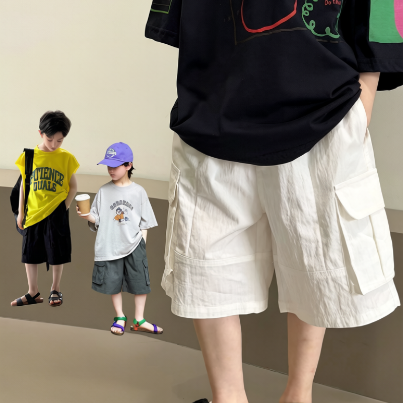 404e686cdcfc18 【100-170】ショートパンツ 男の子 ポケット付き カーゴパンツ - 画像 (1)