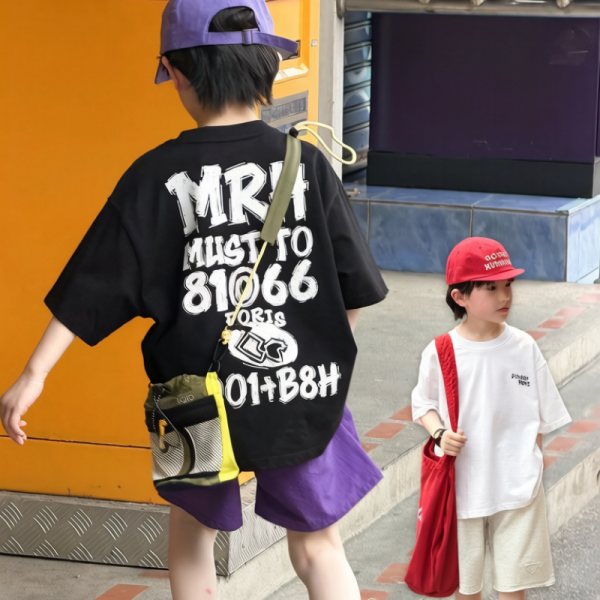 【90-160cm】半袖Tシャツ 男の子 プリント 英字 ファッション