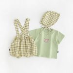 【66-90】セットアップ チェックサロペット&シャツ&帽子 - 画像 (4)