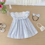 【66-140】ロンパースorワンピース ブルー ストライプ 姉妹服 - 画像 (12)