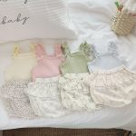 【73-100】セット リボン キャミソール&花柄ふんわりスカートパンツ - 画像 (3)