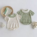【66-90】ロンパース フリル ニット ベビー服 - 画像 (8)