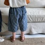 【80-140】パンツ 菱形 キルティング デニム ハーフパンツ - 画像 (13)