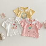 【73-120】半袖Tシャツ ベビー フリル襟 カートゥーン - 画像 (3)