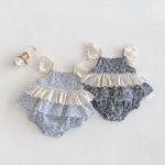 【66-90】ロンパース チェック フリル 可愛い ベビー服 - 画像 (2)