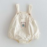 【66-90】サロペットロンパース 刺しゅう入り 動物柄 - 画像 (8)