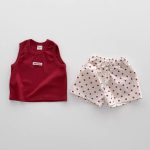 【73-120】セットアップ 刺繍タンクトップ&ドット柄 ショートパンツ(3色展開) - 画像 (4)