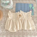 【66-100】ロンパースorワンピース フリル クリーム 姉妹服 - 画像 (7)