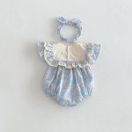【66-140】ロンパースorワンピース ブルー 花柄 姉妹服 - 画像 (6)