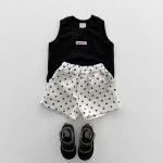 【73-120】セットアップ 刺繍タンクトップ&ドット柄 ショートパンツ(3色展開) - 画像 (3)
