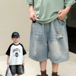 【100-170】ショートパンツ 男の子 デニム ダメージジーンズ