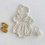 【66-90】ロンパース&帽子 フラワー柄 可愛い ベビー服 - 画像 (5)