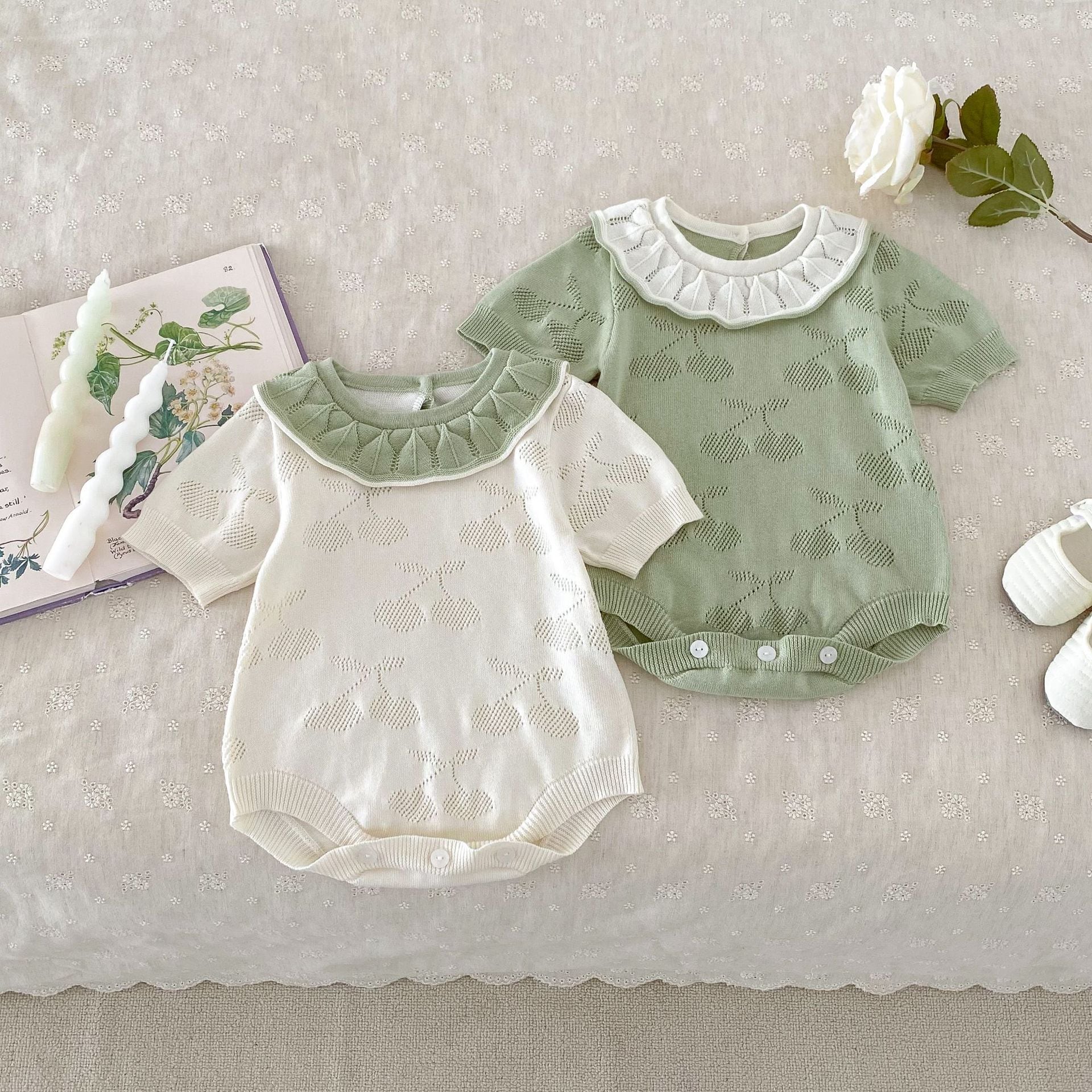 828ff01d02ad5b4c1f5886bc6714b9ec.jpg 【66-90】ロンパース フリル ニット ベビー服 - 画像 (1)