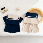 【80-130】セットアップ ベビー セーラー風 ナチュラル - 画像 (5)