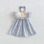【66-140】ロンパースorワンピース ブルー 花柄 姉妹服 - 画像 (7)