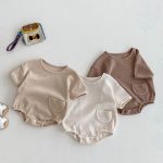 【66-90】ロンパース ワッフル ポケット付き 無地 - 画像 (8)