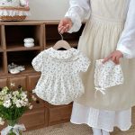【66-90】ロンパース&帽子 フラワー柄 可愛い ベビー服 - 画像 (4)