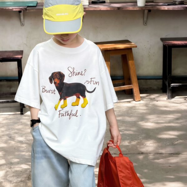 【90-160cm】半袖Tシャツ 男の子 イヌ プリント ファッション