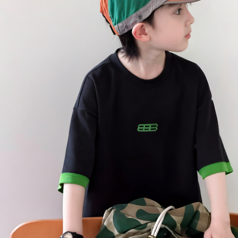 8f87e16b956df 【100-170】半袖Tシャツ 男の子 シンプル トレンド - 画像 (1)