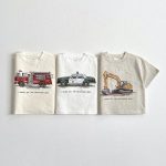 【90-150】半袖Tシャツ 乗り物 ルーズ カジュアル トップス