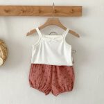【66-100】セットアップ ベビー キャミソール&花柄プリント - 画像 (4)