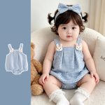 【66-90】ロンパース ウサギ チェック ベビー服 - 画像 (7)