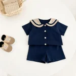 【80-130】セットアップ ベビー セーラー風 ナチュラル - 画像 (7)