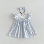 【66-140】ロンパースorワンピース ブルー ストライプ 姉妹服 - 画像 (9)