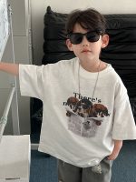 【90-160】キッズ半袖Tシャツ カートゥーン プリント ラウンドネック おしゃれ - 画像 (4)