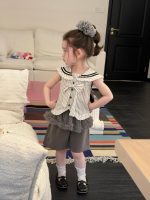 【90-140】スカートorパンツorセットアップ 女の子 ストライプ リボン付き - 画像 (3)