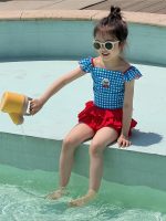 【80-140】水着 チェック柄 ドーパミン風 セパレートスイムウェア - 画像 (4)
