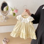 【73-100】ワンピース ベビー 折り襟 ノースリープ - 画像 (3)