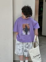 【90-160】半袖Tシャツ 男の子 パープル 個性的 肌触り良好 ヴィンテージ風 - 画像 (3)