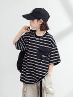 【120-170】Tシャツ ボーダー柄 カジュアル 半袖 ラウンドネック - 画像 (3)