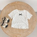 【73-130】Tシャツ ドット柄 リボン付き 合わせやすい - 画像 (8)