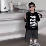 【90-160】Tシャツ アルファベット 半袖 ファッション 男の子 - 画像 (3)