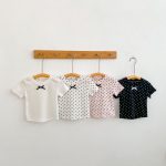 【73-130】Tシャツ ドット柄 リボン付き 合わせやすい - 画像 (4)