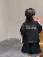 【100-150】セットアップ デニム かっこいい シンプル 無地 男の子 - 画像 (5)