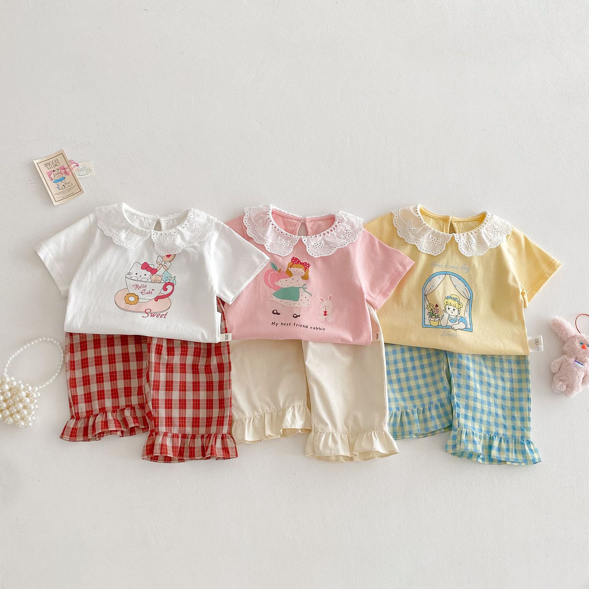 O1CN016oPpmQ1FdAcrY05IR_2200615100509-0-cib.jpg 【73-120】半袖Tシャツ ベビー フリル襟 カートゥーン - 画像 (1)
