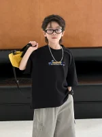 【90-160】Tシャツ 夏新作 マンガ風 プリント 半袖 - 画像 (4)