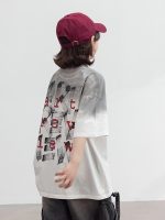 【120-170】Tシャツ グラデーション アルファベット 男の子 カジュアル ファッション - 画像 (6)