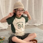 【80-130】半袖Tシャツ 女の子 ラグラン プリント トレンド - 画像 (5)
