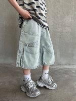 【120-170】ショートパンツ カジュアル デニム ゆったり ジーンズ - 画像 (4)