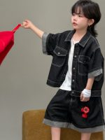 【100-150】セットアップ デニム かっこいい シンプル 無地 男の子 - 画像 (6)